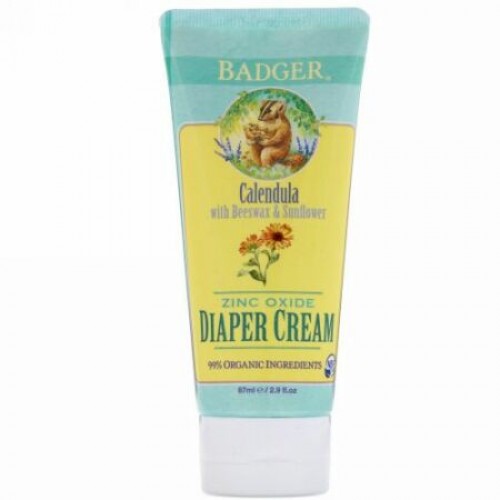 Badger Company, おむつクリーム、蜜蝋＆ひまわりのカレンデュラ、2.9 液体オンス（87 ml）