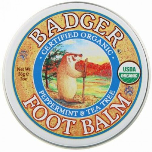 Badger Company, フットバーム（足香油）, ペパーミント＆ティーツリー, 2オンス (56 g)