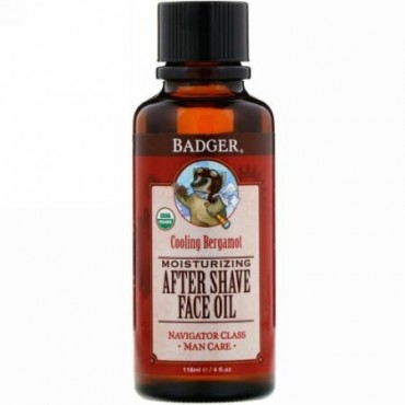 Badger Company, オーガニック、アフターシェーブ、ナビゲータークラス、マンケア、クーリング・ベルガモット、 4 オンス (118 ml) (Discontinued Item)