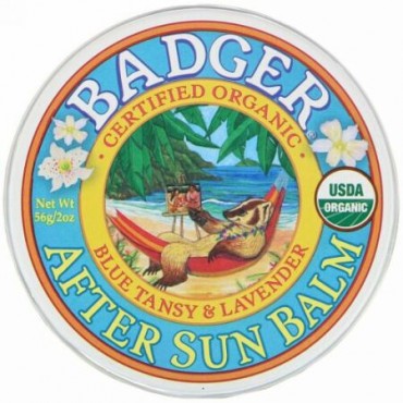 Badger Company, オーガニック、アフター･サン･バーム、ブルータンジー&ラベンダー、2 oz (56 g)