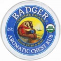 Badger Company, オーガニック アロマティック チェスト ラブ, ユーカリ & ミント, .75 oz (21 g)