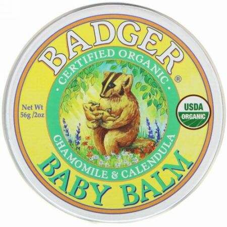 Badger Company, オーガニック、ベビークリーム、カモミール＆カレンデュラ、56g（2oz）