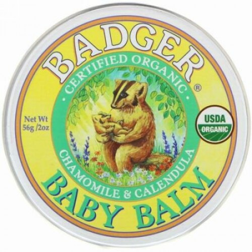 Badger Company, オーガニック、ベビークリーム、カモミール＆カレンデュラ、56g（2oz）