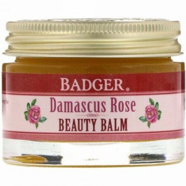 Badger Company, オーガニックビューティバーム、ダマスクバラ、28g（1oz）