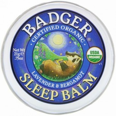 Badger Company, オーガニック、スリープバーム、ラベンダー＆ベルガモット、21g（0.75oz）