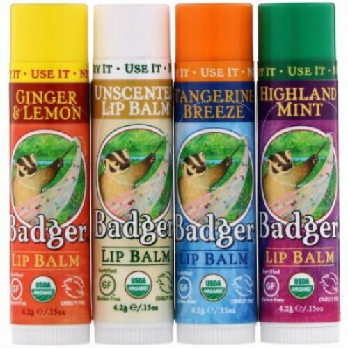 Badger Company, クラシック・リップバームスティック,  4 本, 各 .15 オンス (4.2 g)
