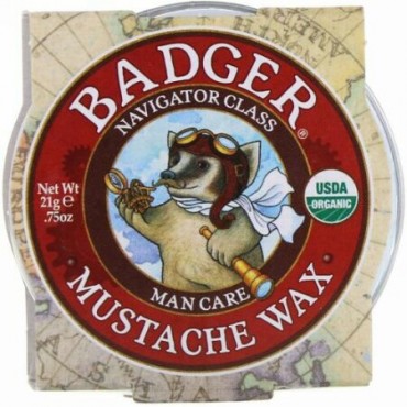 Badger Company, オーガニック 髭用ワックス、マンケア、, .75 オンス (21 g) (Discontinued Item)
