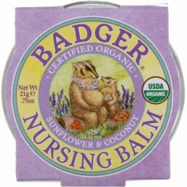 Badger Company, オーガニック・ナーシングバーム、ヒマワリ & ココナッツ、.75 オンス (21 g) (Discontinued Item)