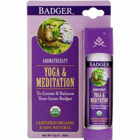 Badger Company, ヨガ& メディテーション、セダーウッド& マンダリン、 .60 オンス (17 g) (Discontinued Item)