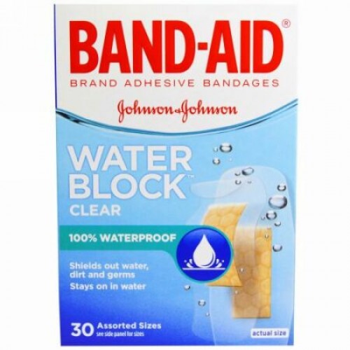 Band Aid, 絆創膏、ウォーターブロック、クリアー、様々なサイズが30枚