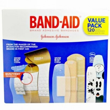 Band Aid, 接着ストリップ、絆創膏、お徳用パック、5カートン、絆創膏120枚