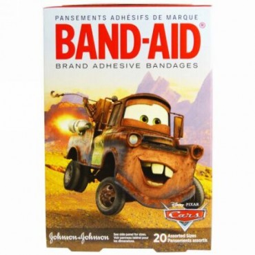 Band Aid, ブランド・アドヘシブバンテージ、 ディズニー・ピクサー・カーズ、 20 アソートサイズ (Discontinued Item)