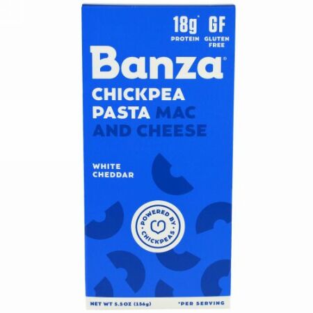 Banza, ひよこまめパスタ・マック＆チーズ、ホワイトチェダー、5.5 oz (156 g) (Discontinued Item)