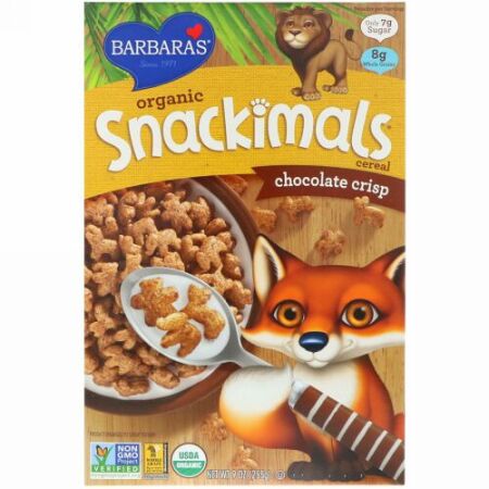 Barbara's Bakery, オーガニック Snackimals™ シリアル, チョコレートクリスプ, 9 オンス (255 g) (Discontinued Item)