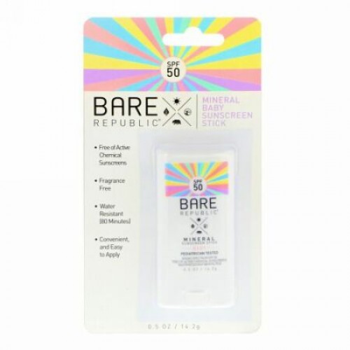 Bare Republic, ミネラル・ベイビーサンスクリーンスティック、SPF50、0.5 oz (14.2 g) (Discontinued Item)