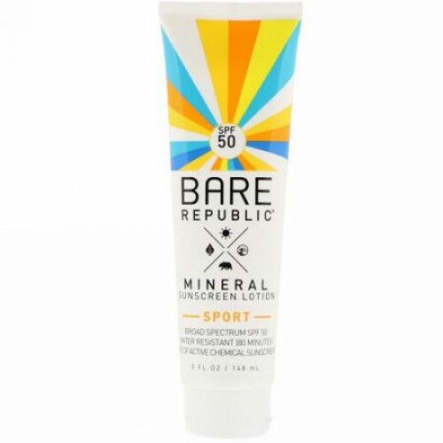 Bare Republic, ミネラルサンスクリーンローション、スポーツ、SPF50、5 fl oz (148 ml) (Discontinued Item)