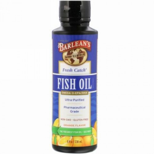 Barlean's, フレッシュキャッチ® フィッシュオイル, オメガ-3 EPA/DHA, オレンジ味, 8 液量オンス (236 ml)