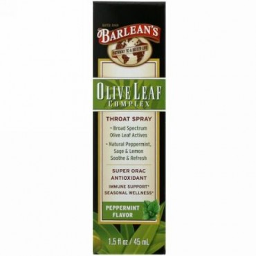 Barlean's, オリーブリーフコンプレックス、スプレー、ペッパーミント味、45ml（1.5fl oz）
