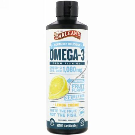 Barlean's, Omega-3, Fish Oil, Lemon Creme, 16 oz (454 g)