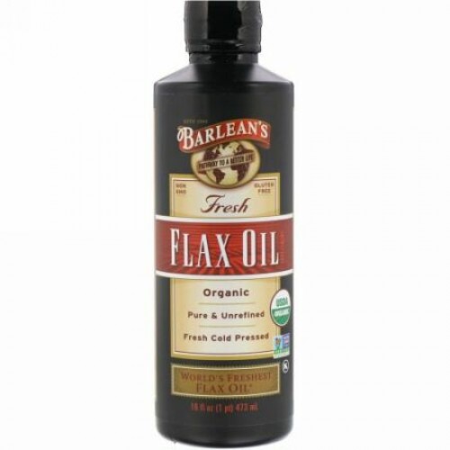 Barlean's, オーガニックフレッシュ、フラックスオイル、473ml（16オンス）