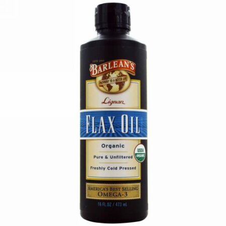 Barlean's, オーガニック リグナン フラックスオイル、473ml（16液量オンス）