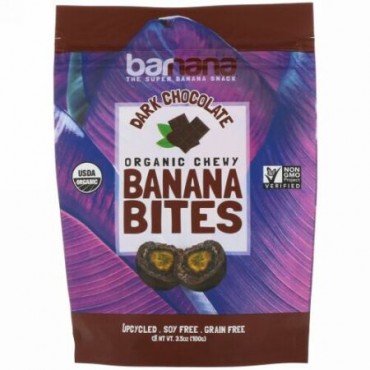 Barnana, Organic Chewy Banana Bites, Dark Chocolate, 3.5 oz (100 g) (Discontinued Item)