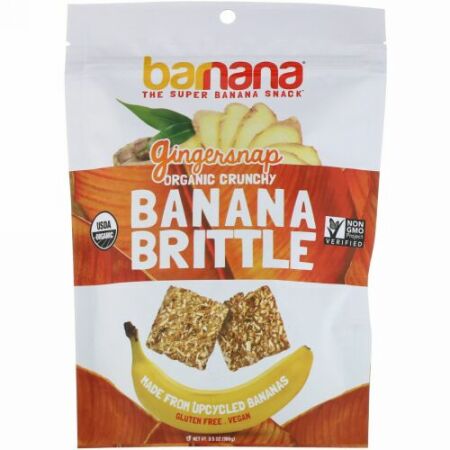 Barnana, オーガニッククランチーバナナブリトゥル、ショウガ入りクッキー、3.5オンス (100 g) (Discontinued Item)