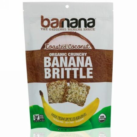 Barnana, オーガニック・クランチーバナナブリトル、トーストココナッツ、3.5 oz (100 g) (Discontinued Item)