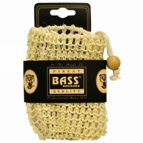 Bass Brushes, シザル ソープ ホルダーパウチ、 ドローストリング付き、 100% ナチュラルファイバー、 ファーム、 1 個 (Discontinued Item)