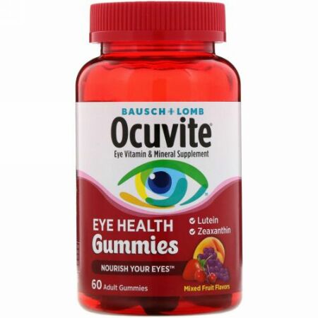 Bausch & Lomb, Ocuvite、アイヘルスグミ、ミックスフルーツフレーバー、60個の大人用のグミ