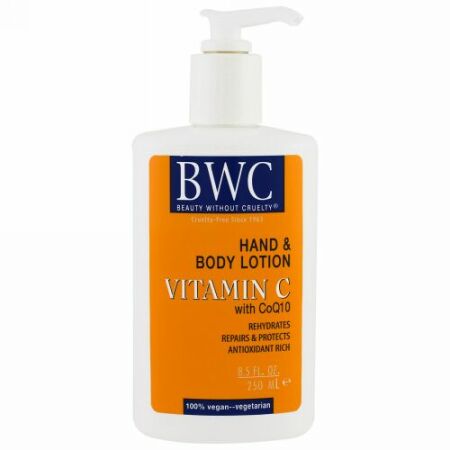 Beauty Without Cruelty, ハンドアンドボディーローション、ビタミンC、CoQ10配合、8.5 fl oz (250 ml) (Discontinued Item)