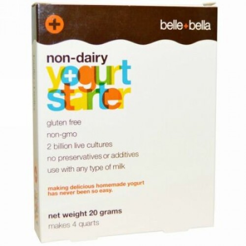 Belle+Bella, 乳成分を含まないヨーグルトスターター、 4 パック（1パック 5 g）