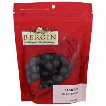 Bergin Fruit and Nut Company, アーモンド、ダークチョコレート、8オンス (227 g) (Discontinued Item)