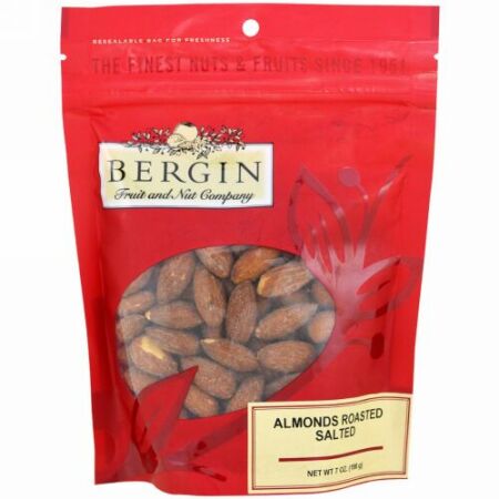 Bergin Fruit and Nut Company, ローストアーモンド、塩味、7 oz (198 g) (Discontinued Item)