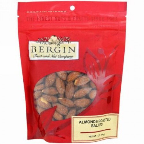 Bergin Fruit and Nut Company, ローストアーモンド、塩味、7 oz (198 g) (Discontinued Item)