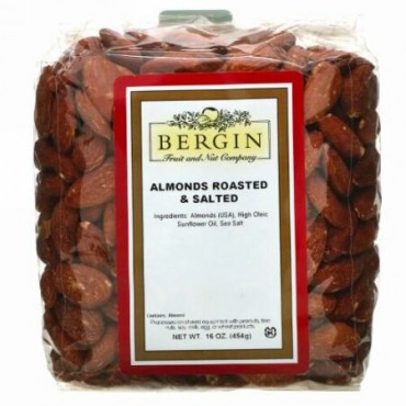 Bergin Fruit and Nut Company, アーモンド・ロースト＆塩味、 16オンス (454 g)