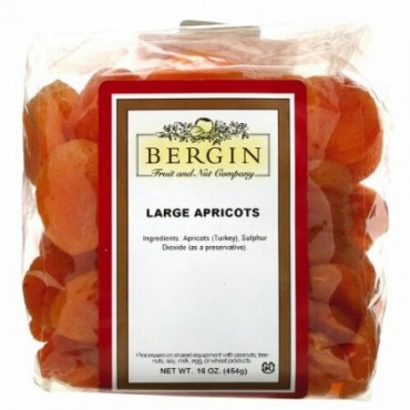 Bergin Fruit and Nut Company, 大アプリコット、454g（16oz）