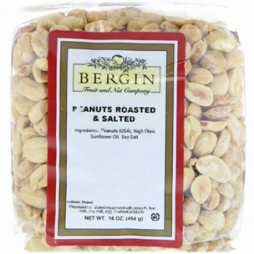 Bergin Fruit and Nut Company, 白いソルトピーナッツ, ロースト, 16 オンス (Discontinued Item)