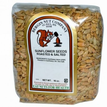 Bergin Fruit and Nut Company, サンフラワーシード、 ロースト&塩味、 16オンス (Discontinued Item)