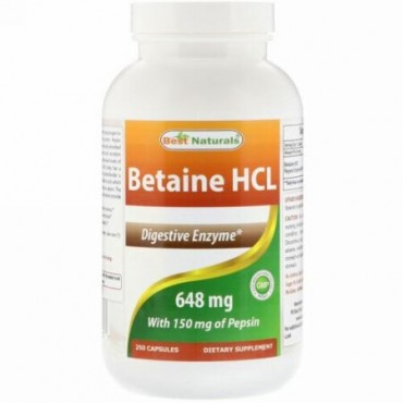 Best Naturals, Betaine HCL、648 mg、250粒 (Discontinued Item)
