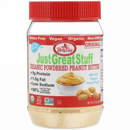 Betty Lou's, Just Great Stuff、オーガニック・ピーナッツバターパウダー、The Original (180 g) (Discontinued Item)