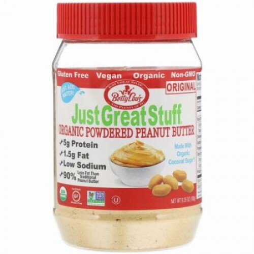 Betty Lou's, Just Great Stuff、オーガニック・ピーナッツバターパウダー、The Original (180 g) (Discontinued Item)