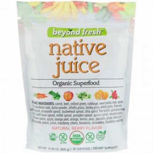 Beyond Fresh, ネイティブジュース、オーガニックスーパーフード、ナチュラルベリーフレーバー、10.58オンス (300 g) (Discontinued Item)