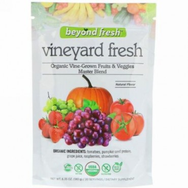 Beyond Fresh, ビニヤードフレッシュ、オーガニックワイン成熟フルーツと野菜マスターブレンド、ナチュラルフレーバー、6.35オンス (180 g) (Discontinued Item)