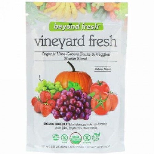 Beyond Fresh, ビニヤードフレッシュ、オーガニックワイン成熟フルーツと野菜マスターブレンド、ナチュラルフレーバー、6.35オンス (180 g) (Discontinued Item)