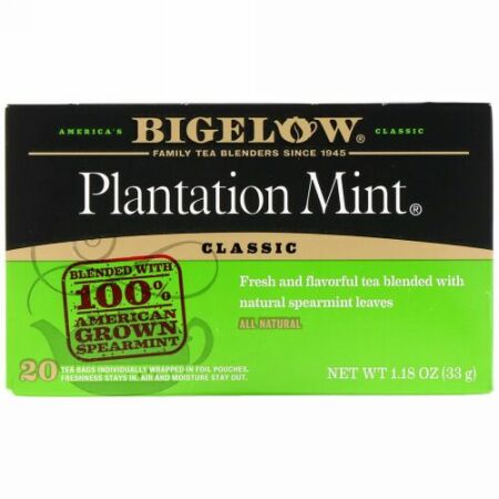 Bigelow, Classic, Plantation Mint, 20 Tea Bags, 1.18 oz (33 g) (Discontinued Item)