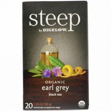 Bigelow, スティープ、 オーガニック・アールグレイ・ブラックティー、 ティーバッグ20個、 1.28 オンス (36 g) (Discontinued Item)