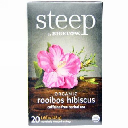 Bigelow, スティープ、 ハーブティー、 オーガニックルイボスハイビスカス、 ティーバッグ20個、 1.60 オンス (45 g) (Discontinued Item)