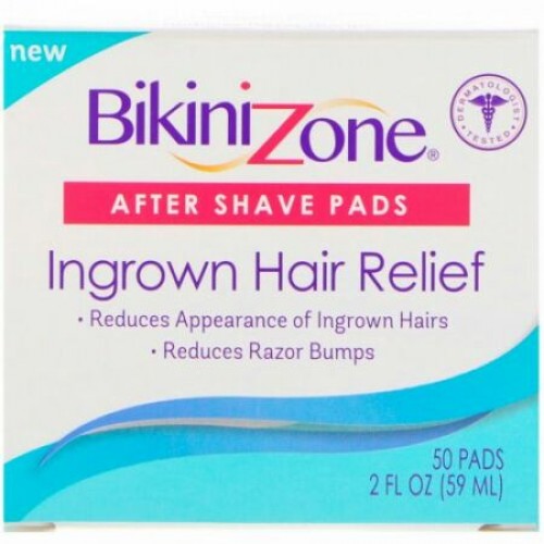Bikini Zone, アフターシェーブパッド、内生毛リリーフ、50パッド、2 fl oz (59 ml) (Discontinued Item)