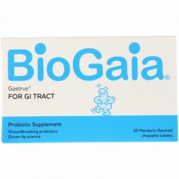 BioGaia, Gastrus（ガストラス）、消化管用、マンダリン味、チュアブルタブレット30錠